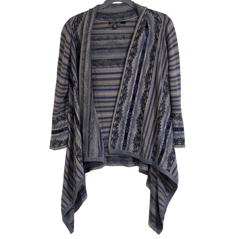 Peruvian Connection Women's Large Open Front Cardigan Sweater Pima Cotton Read